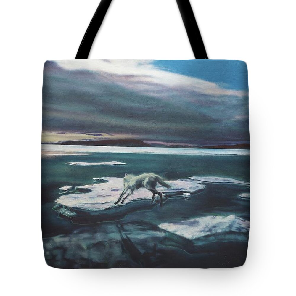 Realism Tote Bag featuring the painting Arctic Wolf by Sean Connolly
