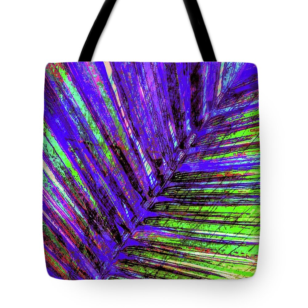 Palm Artwork Tote Bag featuring the digital art Areca Peacock Plume by Pamela Smale Williams