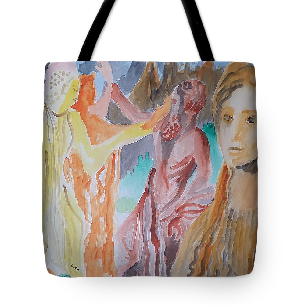 Sculpture Tote Bag featuring the painting Archcaic Hellenistic Beauty by Enrico Garff