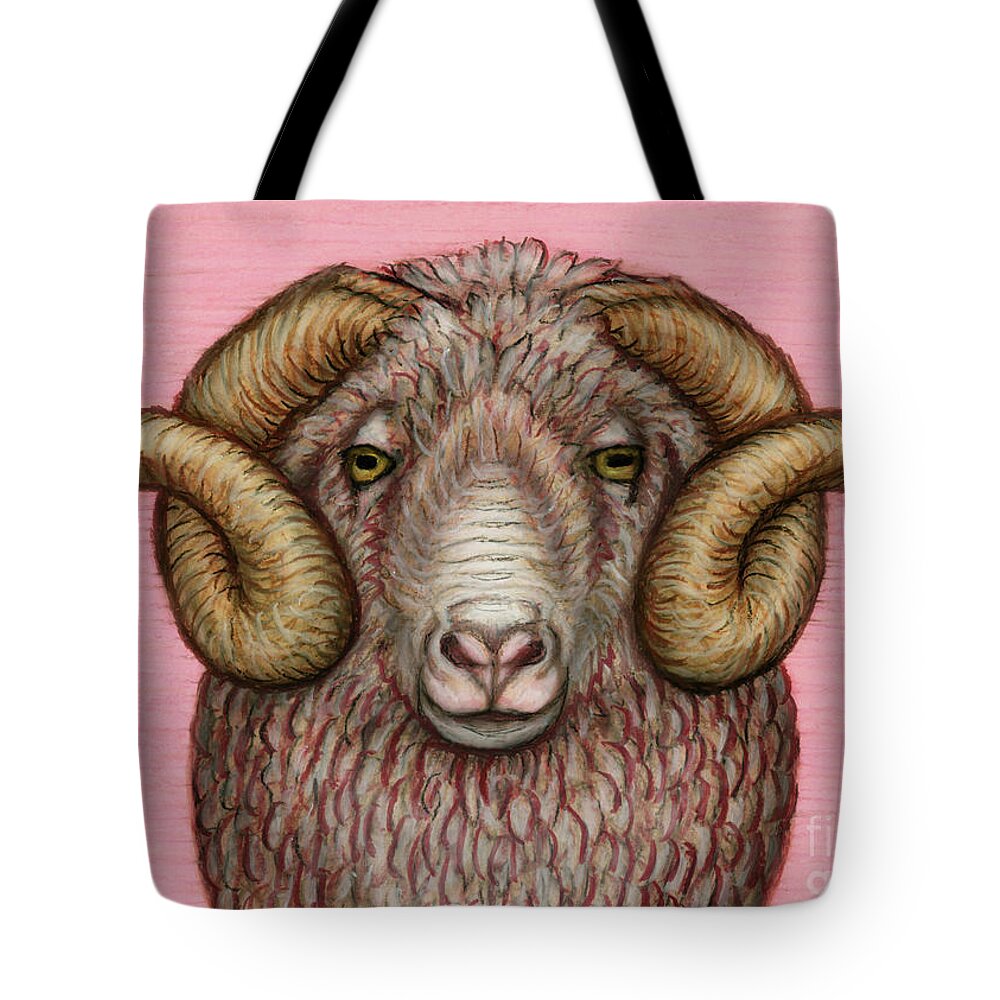 Ram Tote Bag featuring the painting Arles Merino Ram by Amy E Fraser