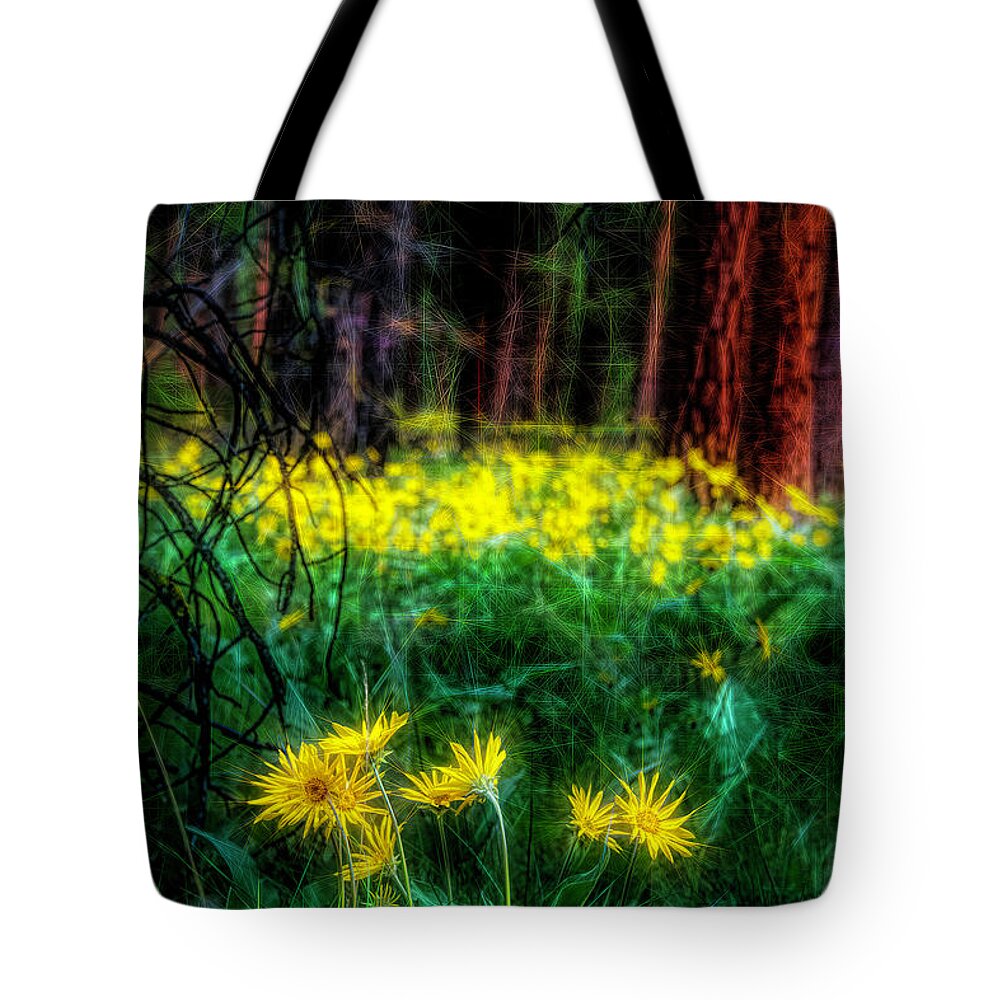 Yellow Tote Bag featuring the photograph Arrow Leaf In The Pines Artsy by Pamela Dunn-Parrish