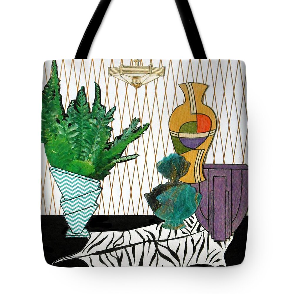 Art Deco Tote Bag featuring the mixed media Art-Deco Pottery No.1 by Jayne Somogy