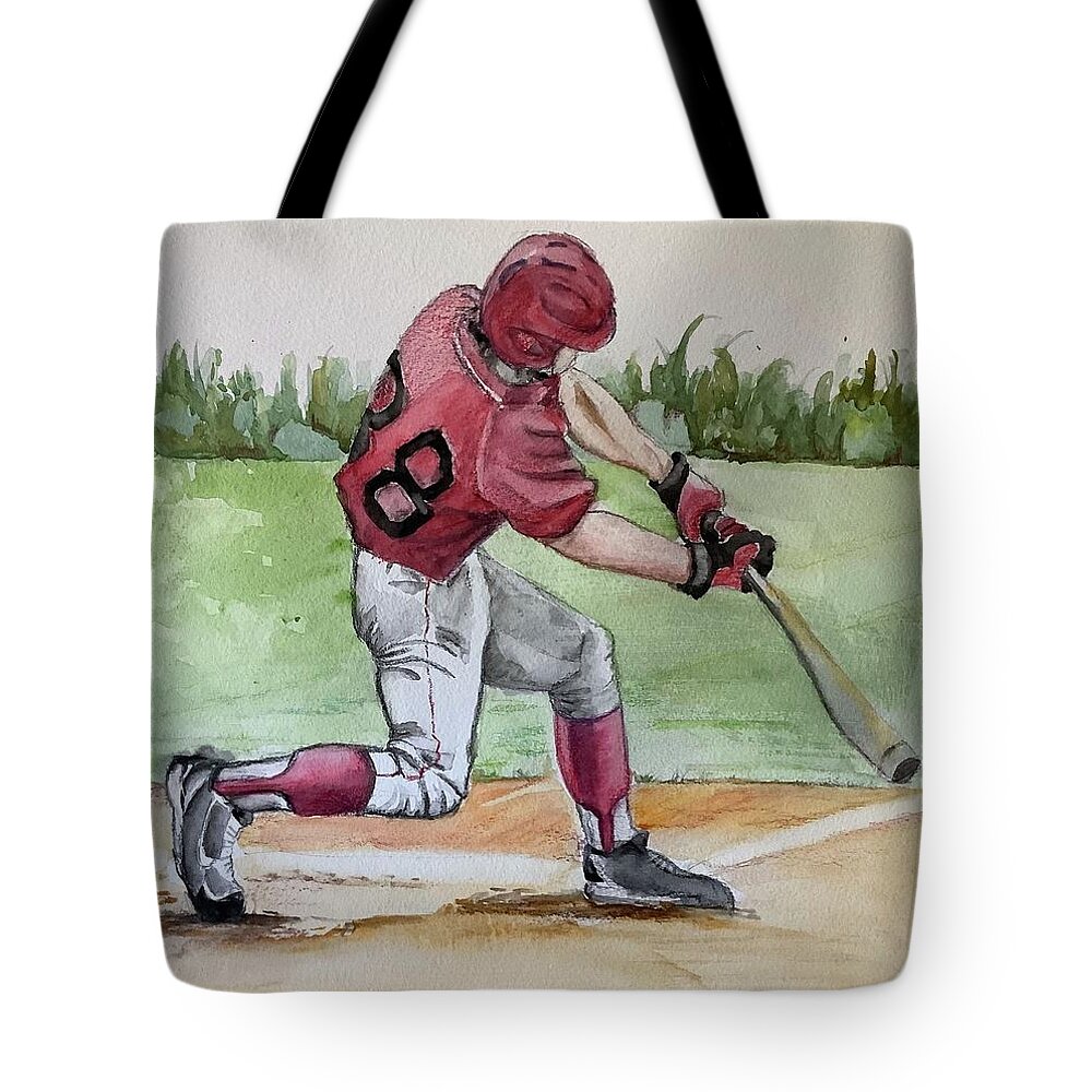 Baseball Tote Bag featuring the painting Art in motion by Teresa Smith