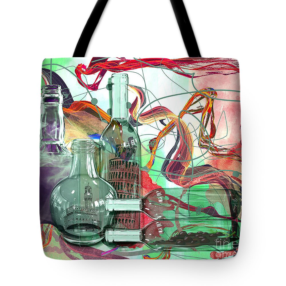 Wine Tote Bag featuring the digital art Art of Wine by Tina Mitchell