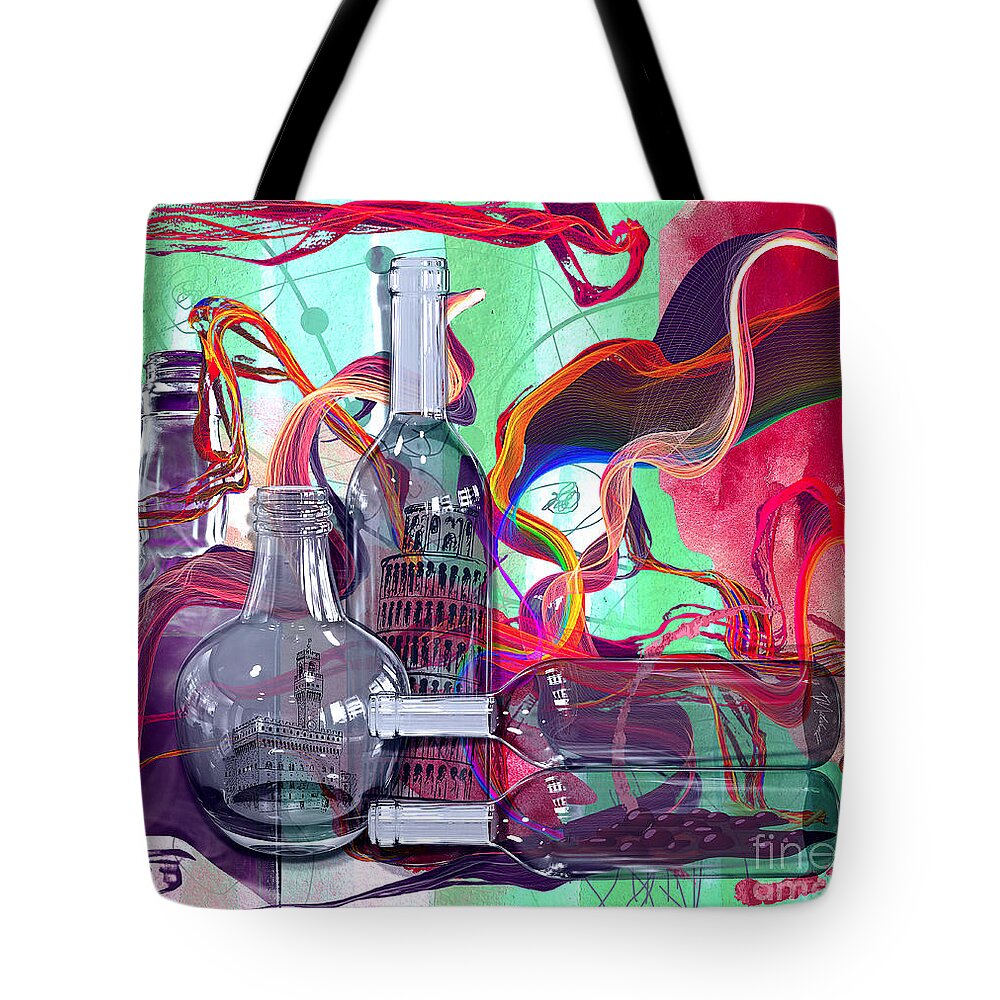 Wine Tote Bag featuring the digital art Art of Wine Variation by Tina Mitchell