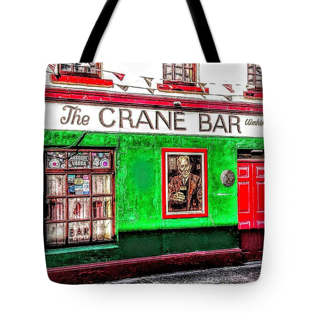Crane Pub Galway Ireland Tote Bag featuring the painting Art print of crane pub Galway Ireland by Mary Cahalan Lee - aka PIXI