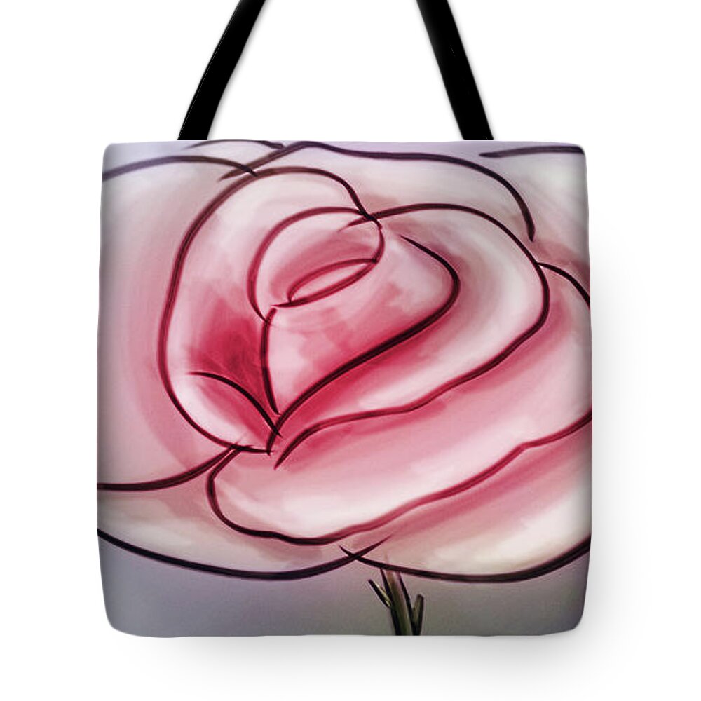 Rose Tote Bag featuring the digital art Art - The Big Rose by Matthias Zegveld