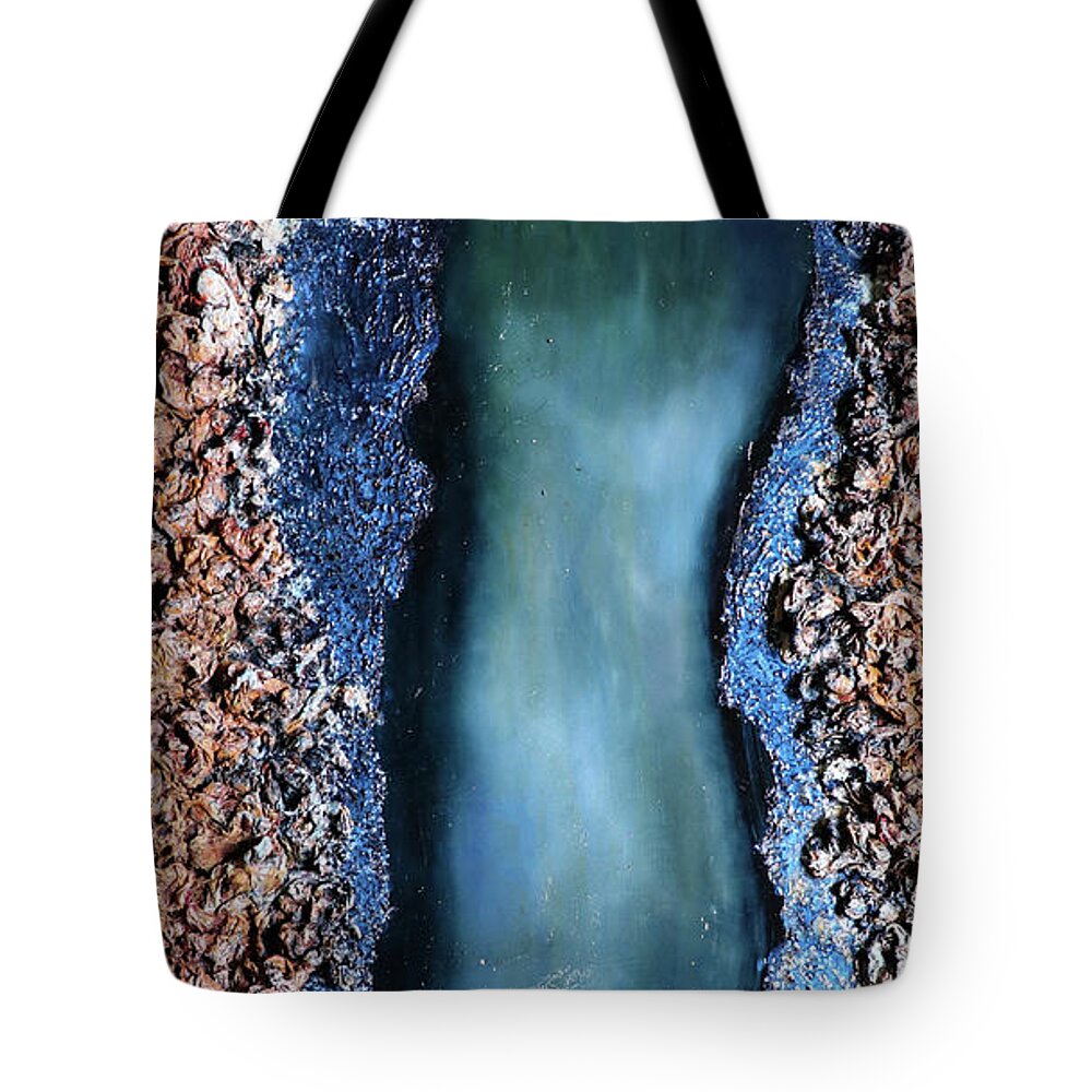 Aerial View Tote Bag featuring the mixed media Artificial River by Rowan Lyford