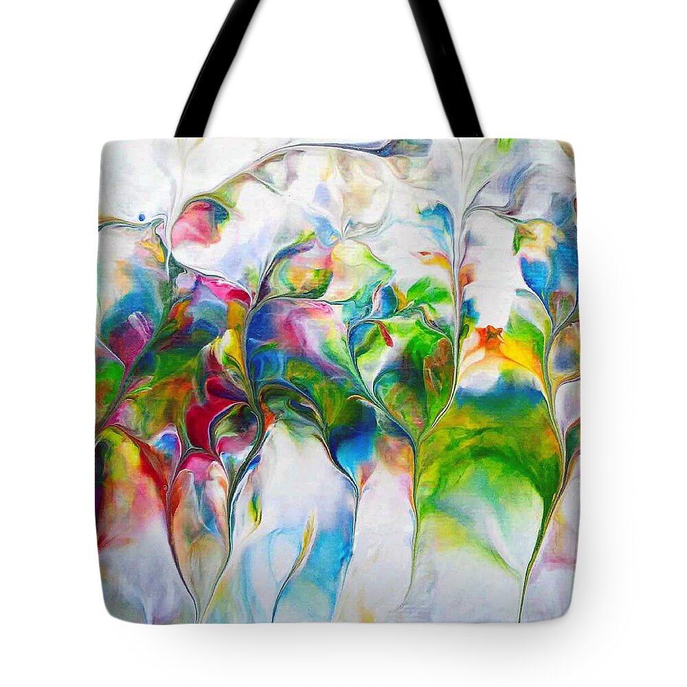 Colorful Abstract Nature Acrylic Tote Bag featuring the painting Artist Garden by Deborah Erlandson