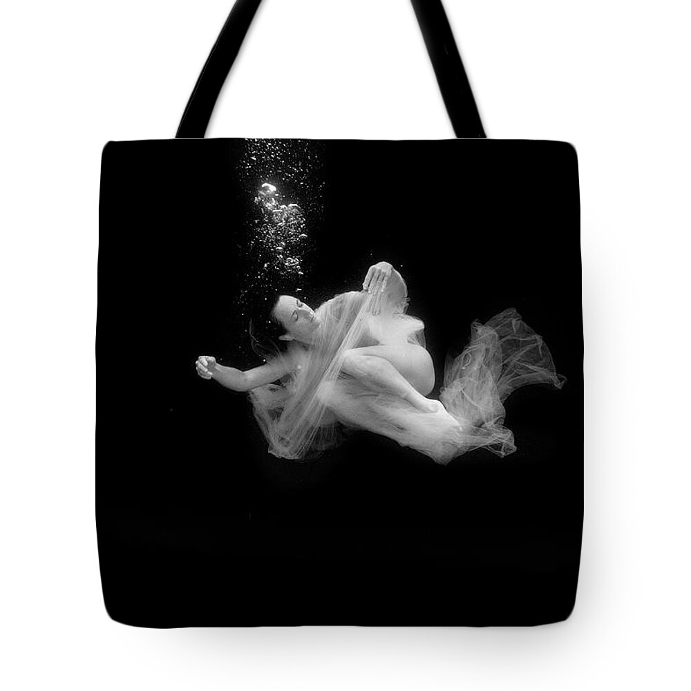 Artist Tote Bag featuring the photograph Artist magically floating with her flute 17 by Dan Friend