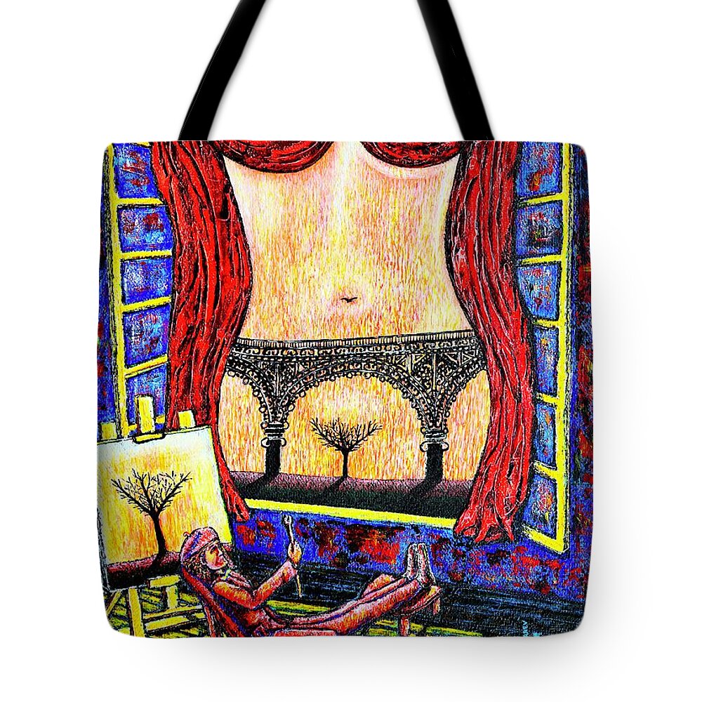 Figure Tote Bag featuring the painting Artist by Viktor Lazarev