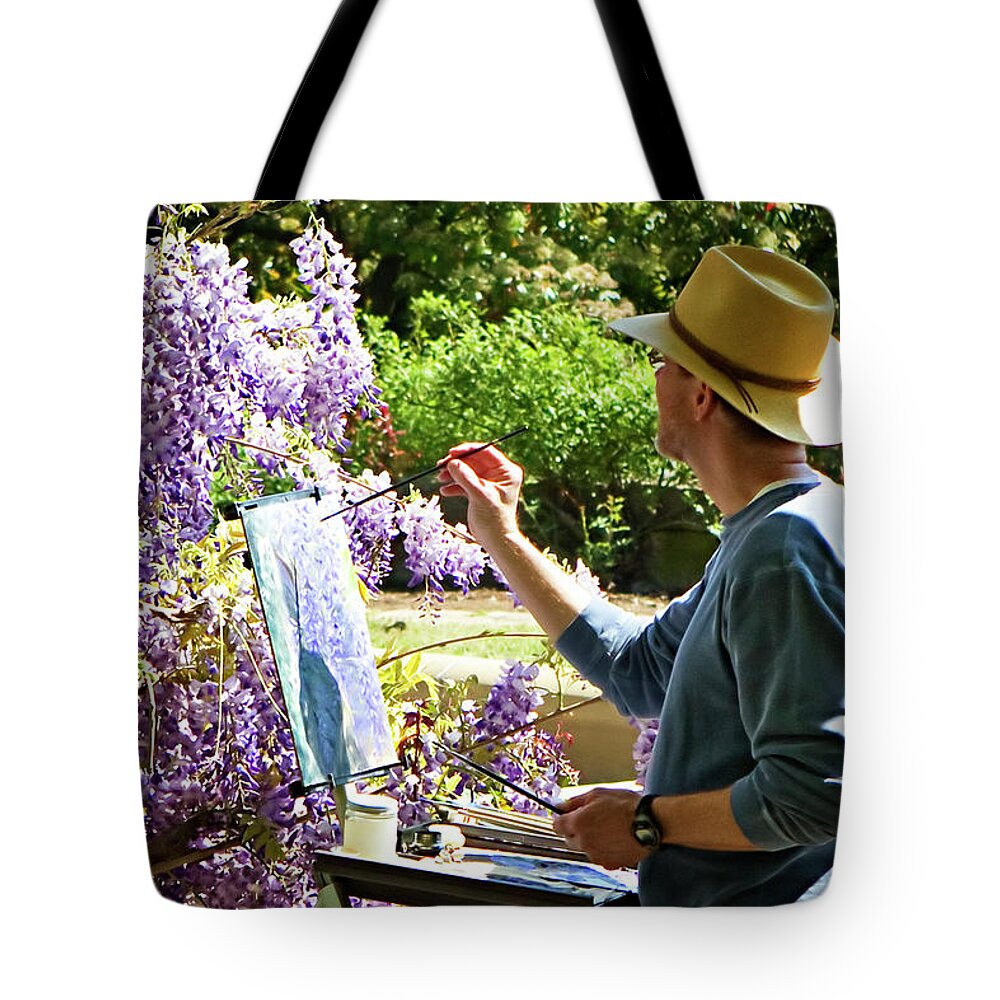 Color Tote Bag featuring the photograph Artist with Canvas by Alan Hausenflock