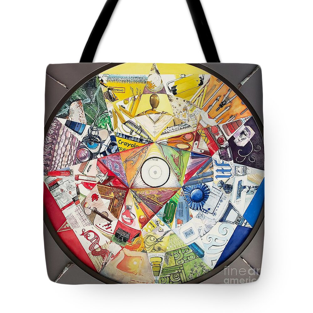Color Tote Bag featuring the painting Artist's Color Wheel by Merana Cadorette