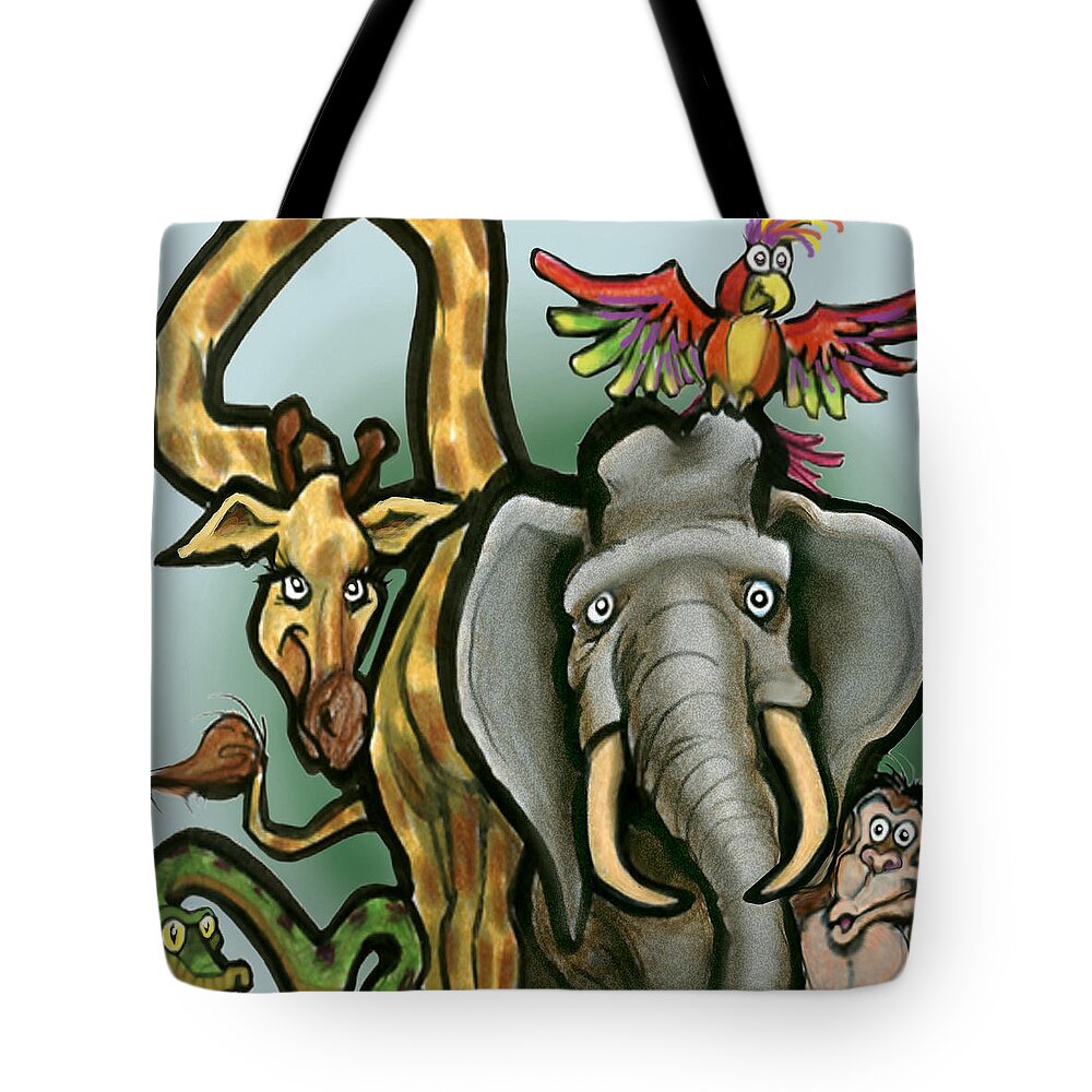 Animals Tote Bag featuring the digital art Zoo Animals by Kevin Middleton