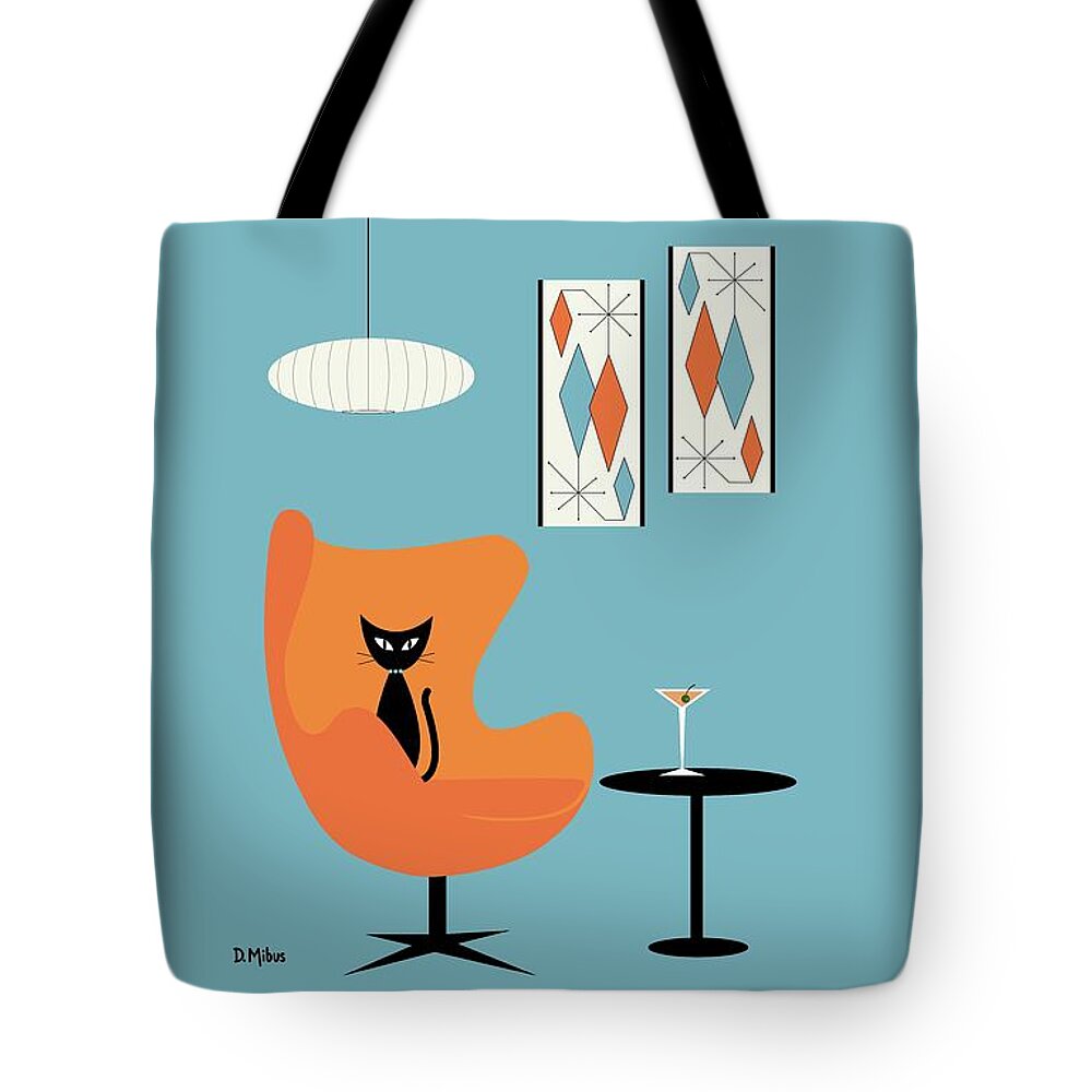 Cat Tote Bag featuring the digital art Turquoise Room by Donna Mibus
