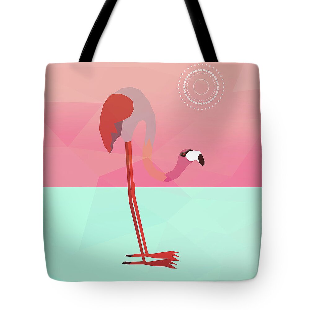 Flamingo Tote Bag featuring the digital art Flamingo Beautiful Birds by Mark Ashkenazi