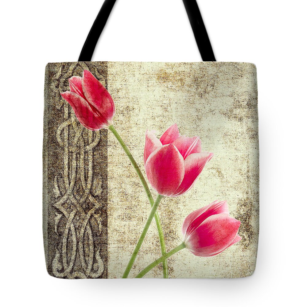Tulips Tote Bag featuring the digital art Tulips Vintage by Mark Ashkenazi