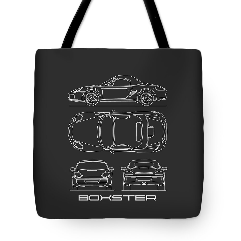 Porsche Tote Bag featuring the photograph The Boxster Blueprint by Mark Rogan