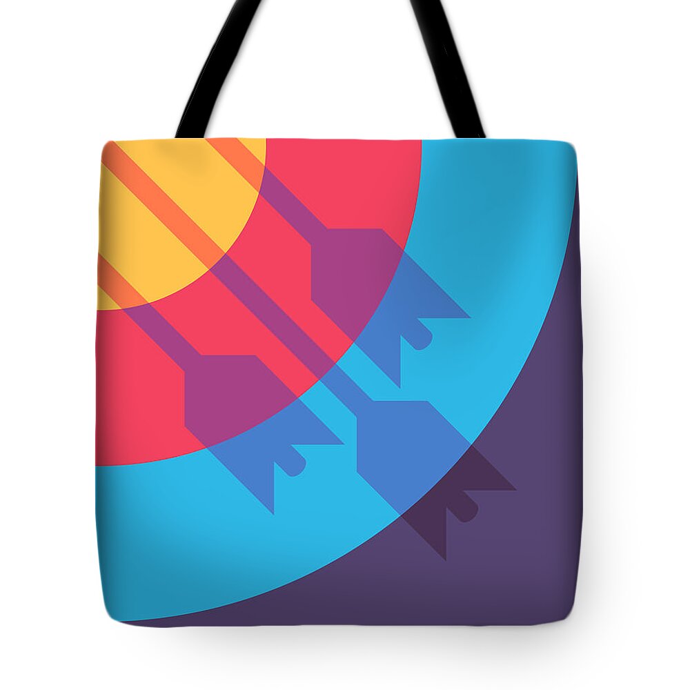 Archery Tote Bag featuring the digital art Archery Target Arrow Shadow A by Organic Synthesis