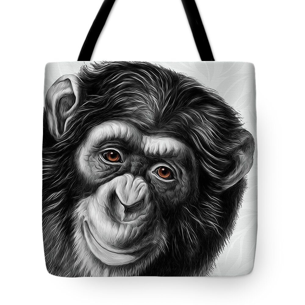 Sympathy Tote Bag featuring the digital art Sympathy Zoo Animal Loss Painted Chimpanzee by Doreen Erhardt