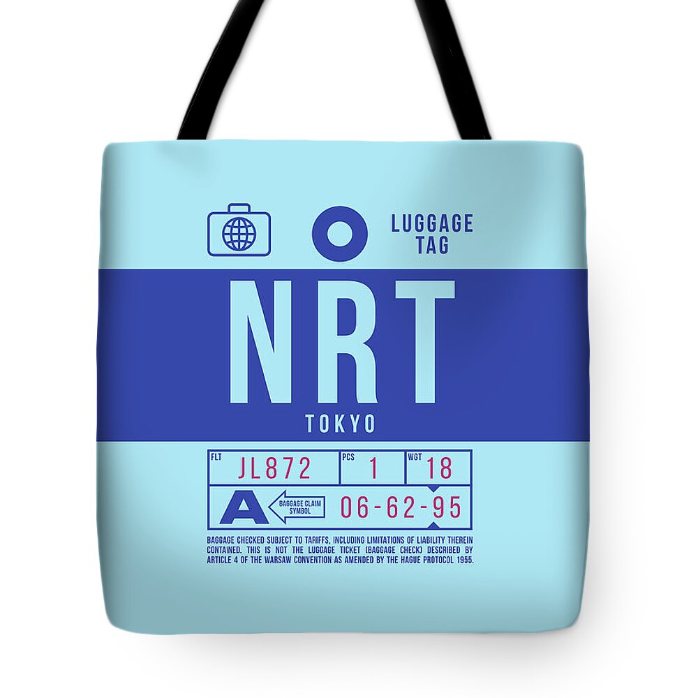 Airline Tote Bag featuring the digital art Luggage Tag B - NRT Tokyo Japan by Organic Synthesis