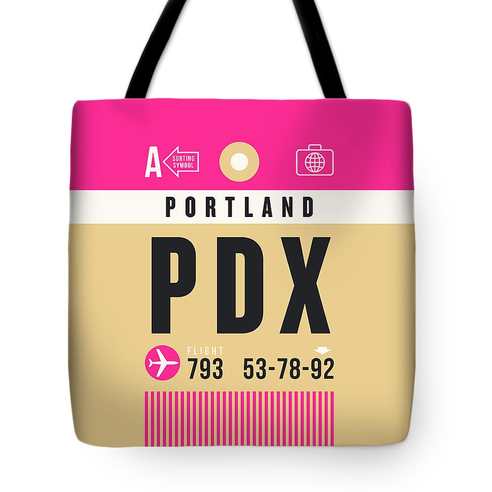 Airline Tote Bag featuring the digital art Luggage Tag A - PDX Portland USA by Organic Synthesis