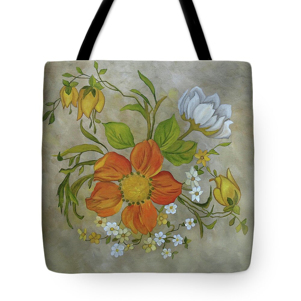 Flowers Tote Bag featuring the painting Sylvan Posy by Angeles M Pomata