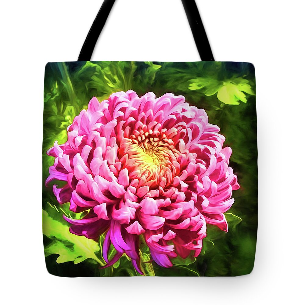 Thank You Tote Bag featuring the digital art Thank You for Everything Pink Dahlia Garden Blooms by Doreen Erhardt