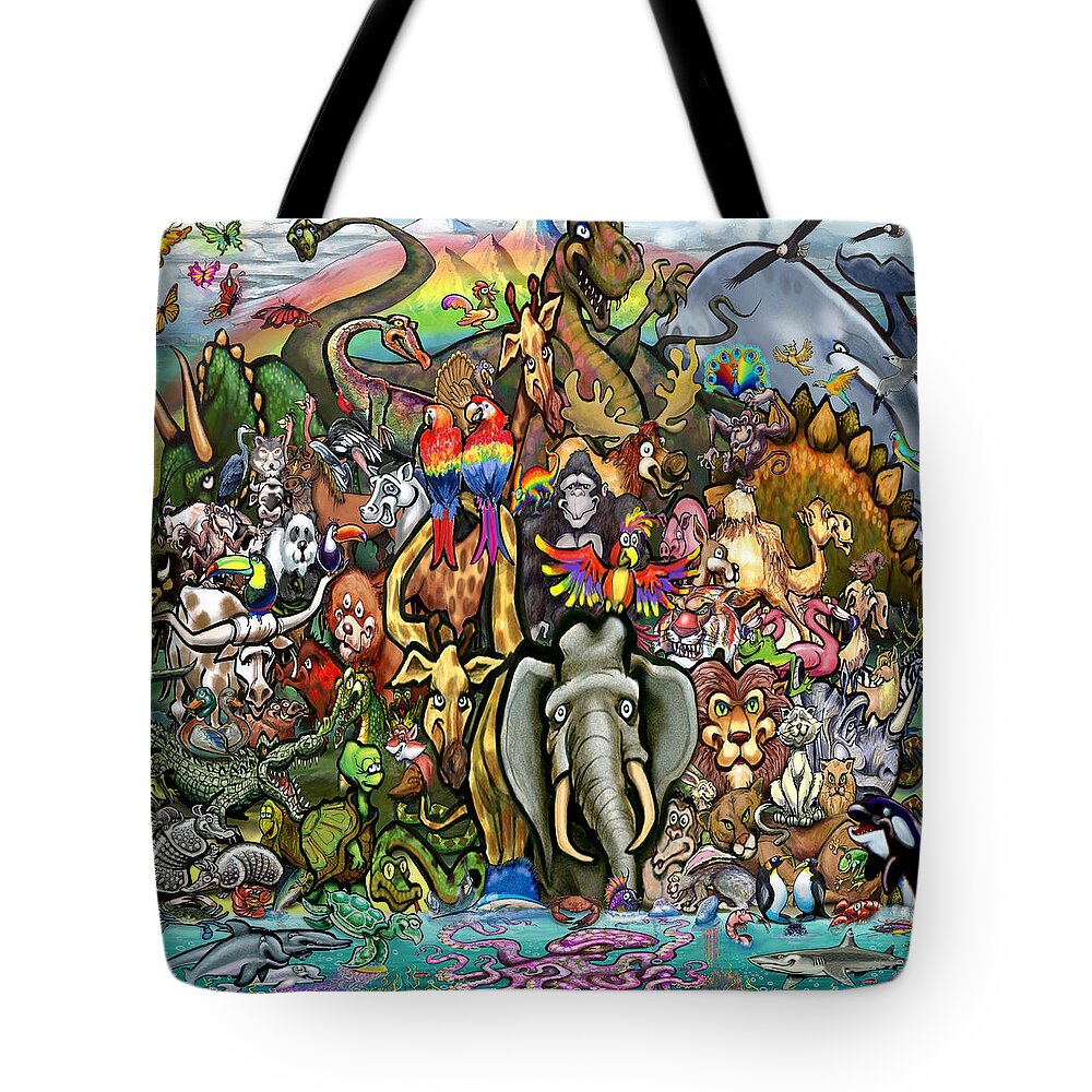 Animal Tote Bag featuring the digital art Animals of Planet Earth by Kevin Middleton
