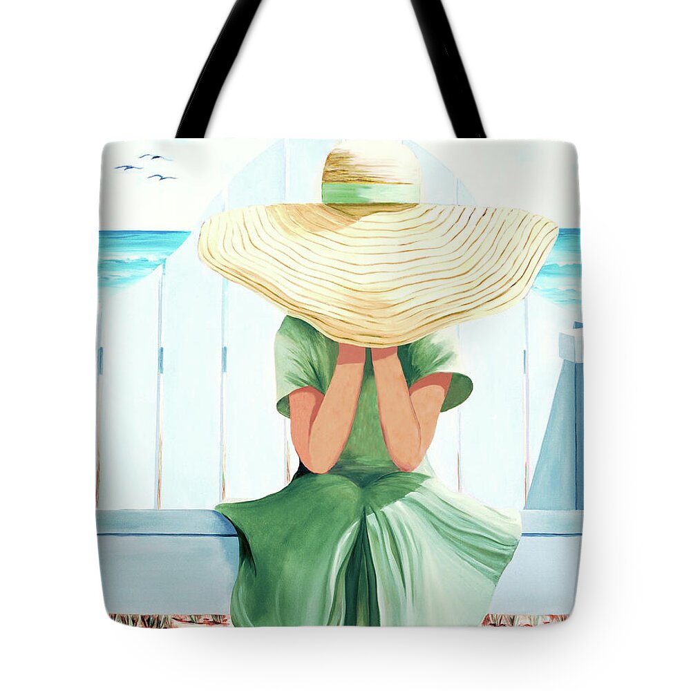 Children On The Beach Tote Bag featuring the painting SURPRISE ME -prints of oil painting by Mary Grden