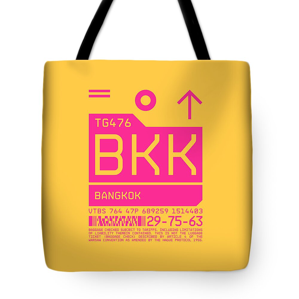 Airline Tote Bag featuring the digital art Luggage Tag C - BKK Bangkok Thailand by Organic Synthesis