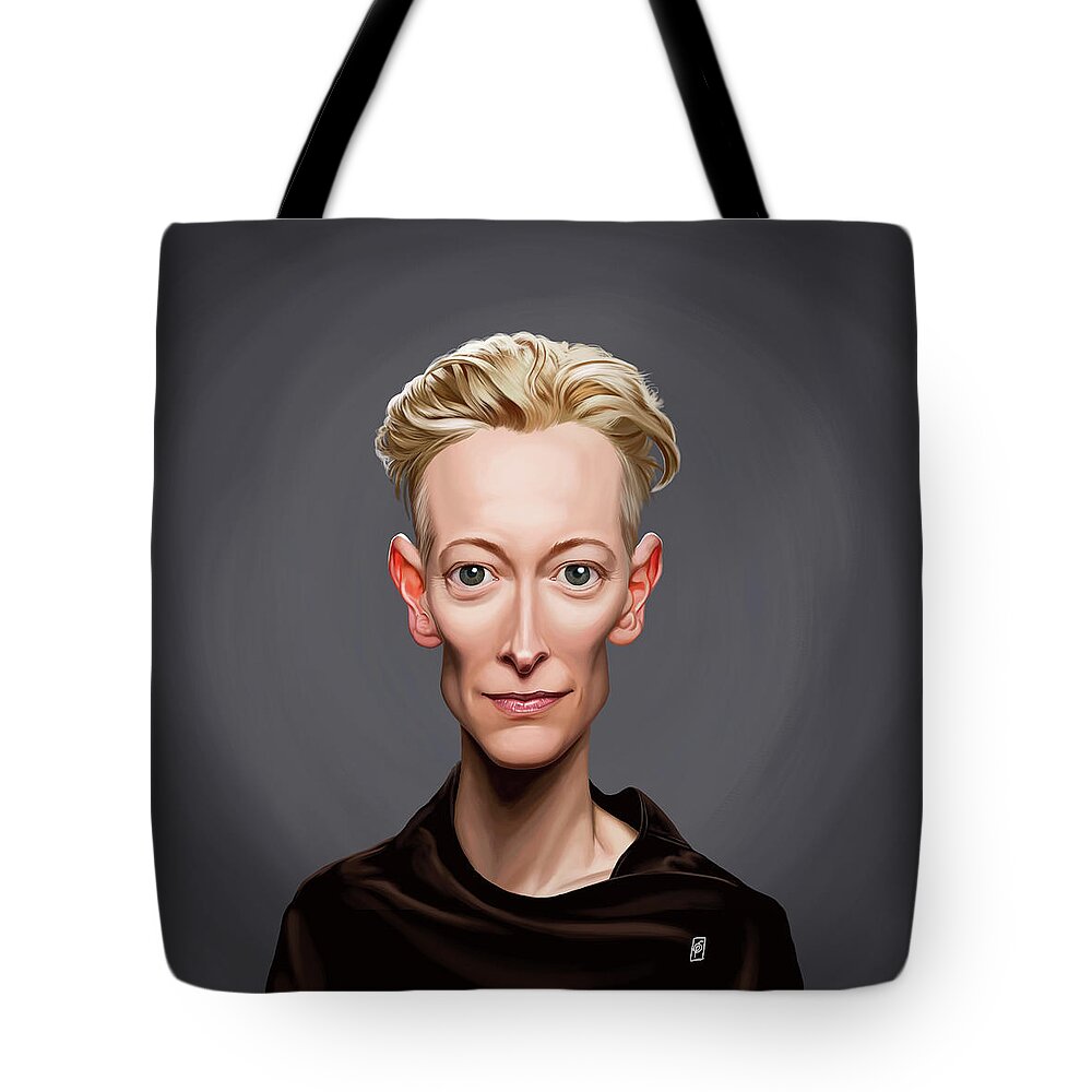 Illustration Tote Bag featuring the digital art Celebrity Sunday - Tilda Swinton by Rob Snow