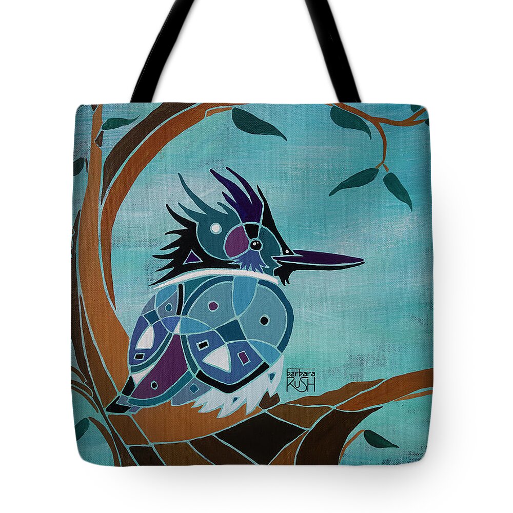 Kingfisher Art Tote Bag featuring the painting A Kingfisher in a Nook by Barbara Rush