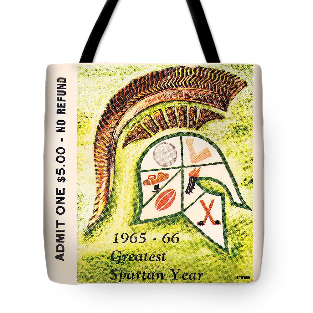 Notre Dame Tote Bag featuring the mixed media 1966 Notre Dame vs. Michigan State by Row One Brand