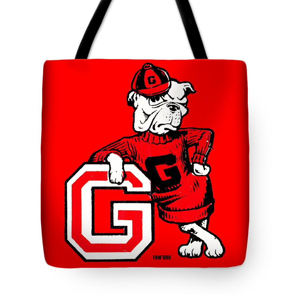 Georgia Tote Bag featuring the mixed media Georgia Bulldog by Row One Brand