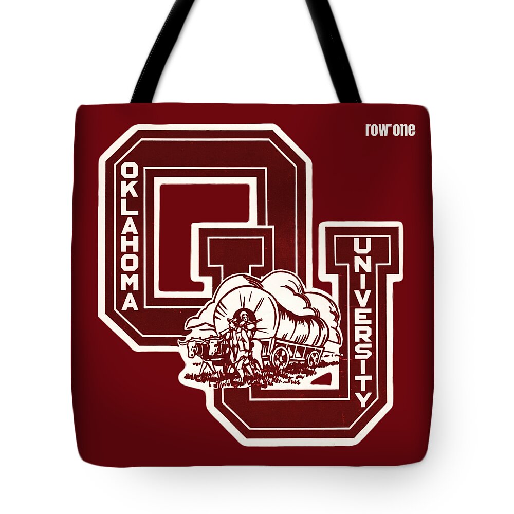 Oklahoma Tote Bag featuring the mixed media Vintage Oklahoma Sooners Art #3 by Row One Brand