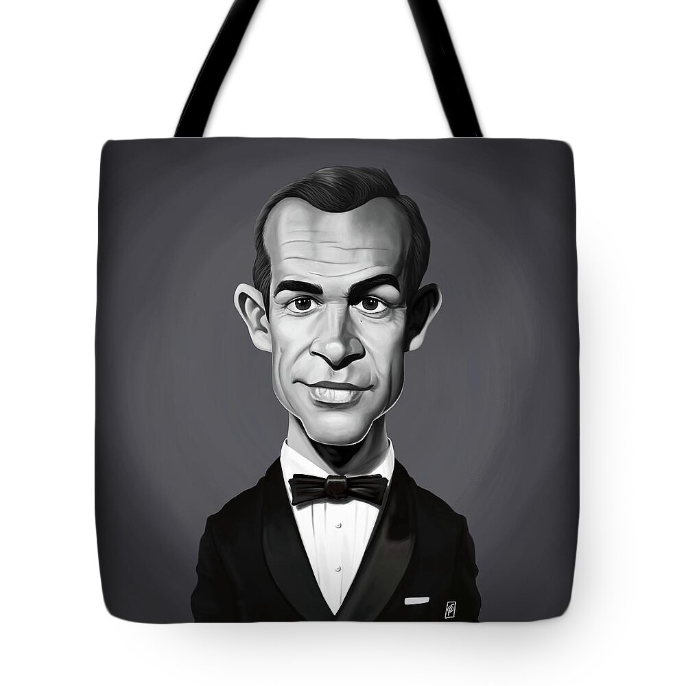 Illustration Tote Bag featuring the digital art Celebrity Sunday - Sean Connery by Rob Snow