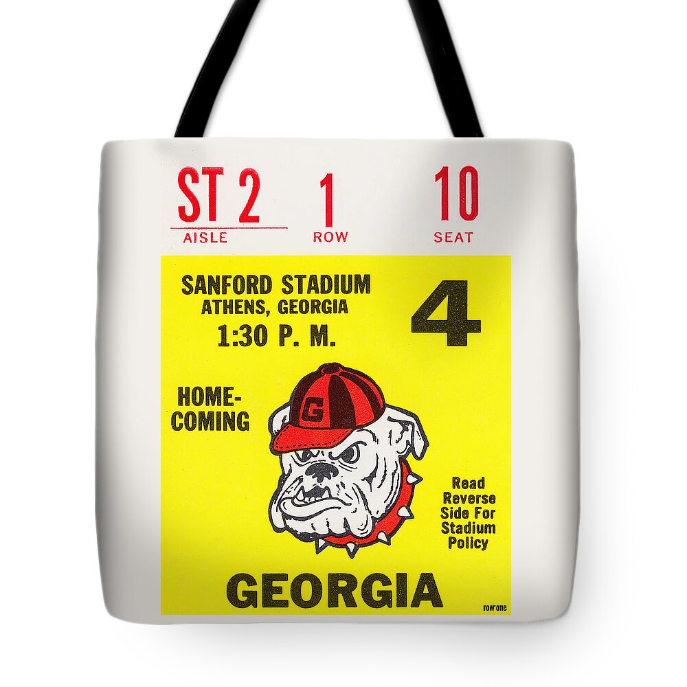 Georgia Tote Bag featuring the mixed media 1976 Georgia vs. Vanderbilt by Row One Brand