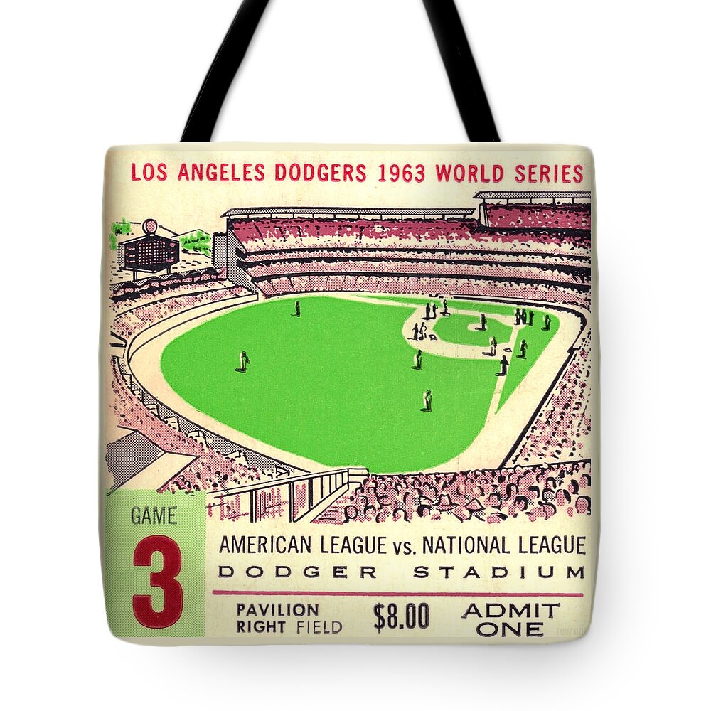 1963 World Series Dodgers Ticket Tote Bag by Row One Brand - Fine Art  America