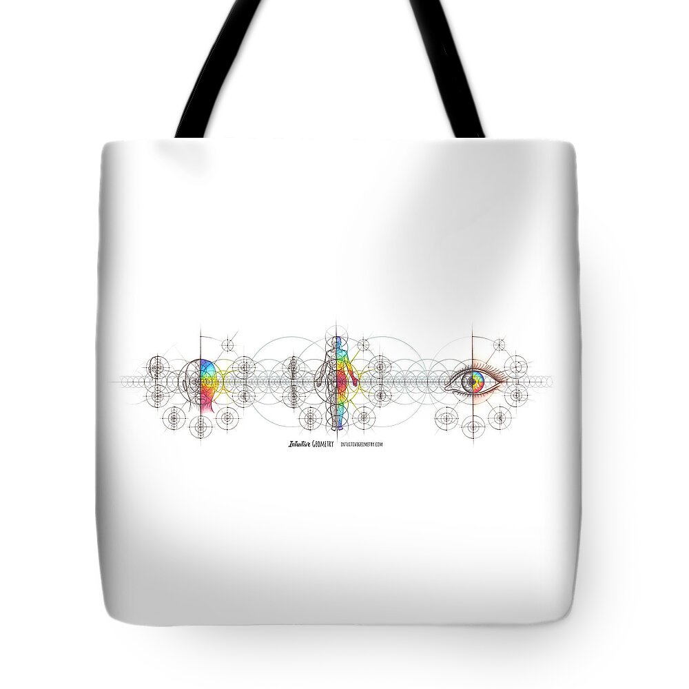 Anatomy Tote Bag featuring the drawing Intuitive Geometry Human Anatomy Series by Nathalie Strassburg