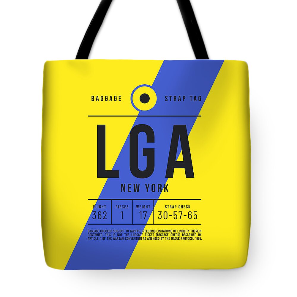 Airline Tote Bag featuring the digital art Baggage Tag E - LGA New York USA by Organic Synthesis