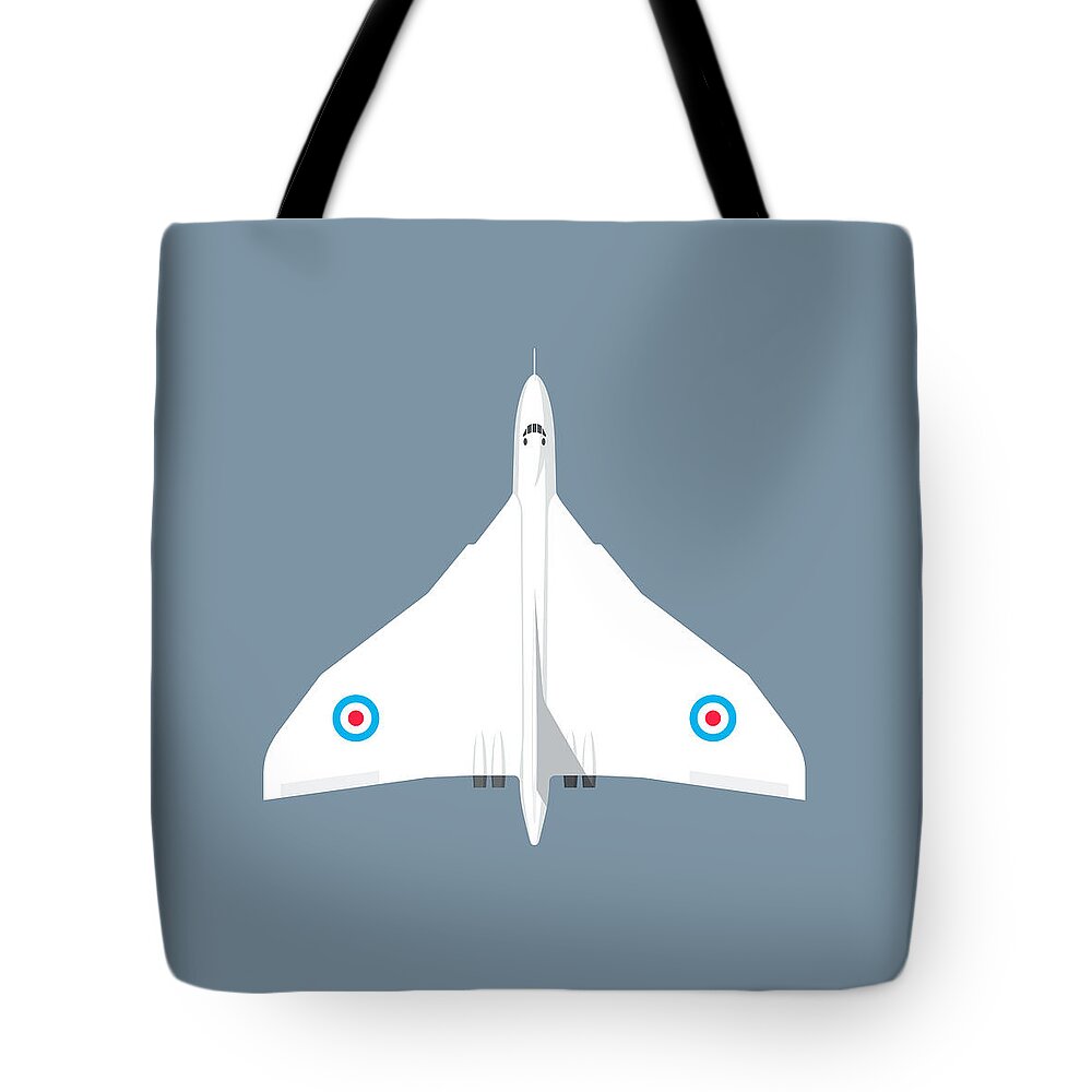 Aircraft Tote Bag featuring the digital art Vulcan Jet Bomber - Slate by Organic Synthesis