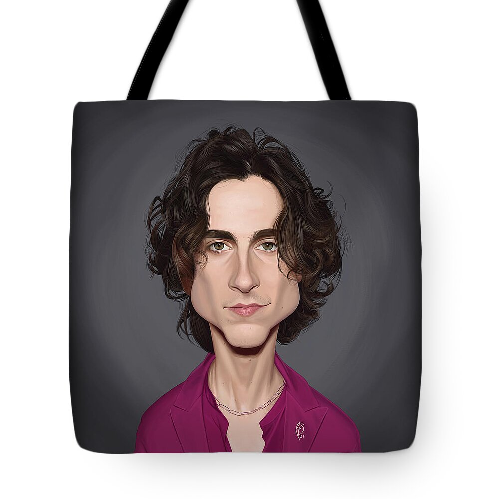 Illustration Tote Bag featuring the digital art Celebrity Sunday - Timothee Chalamet by Rob Snow