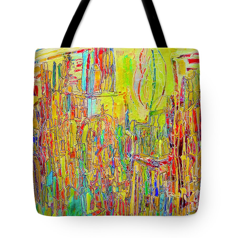 Architecture Tote Bag featuring the painting On Lunaberry Street by Ellen Palestrant