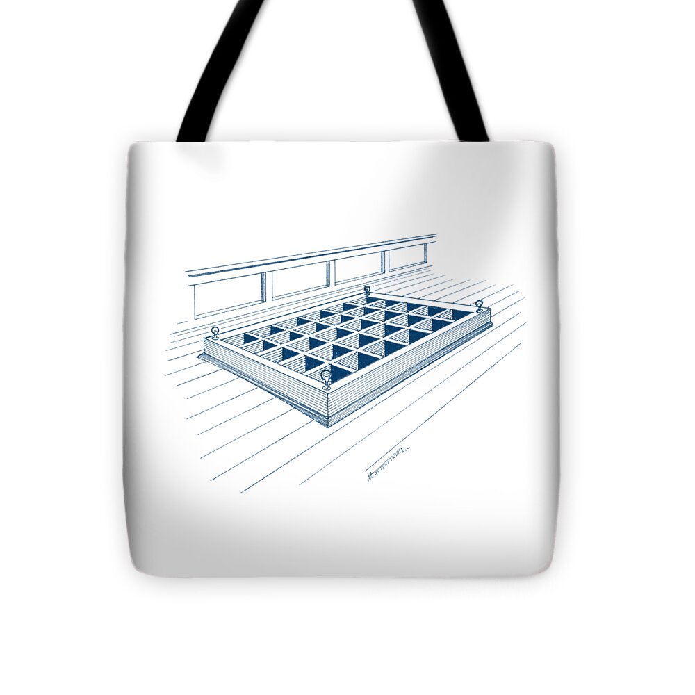 Sailing Vessels Tote Bag featuring the drawing Ceiling of a cargo hold by Panagiotis Mastrantonis