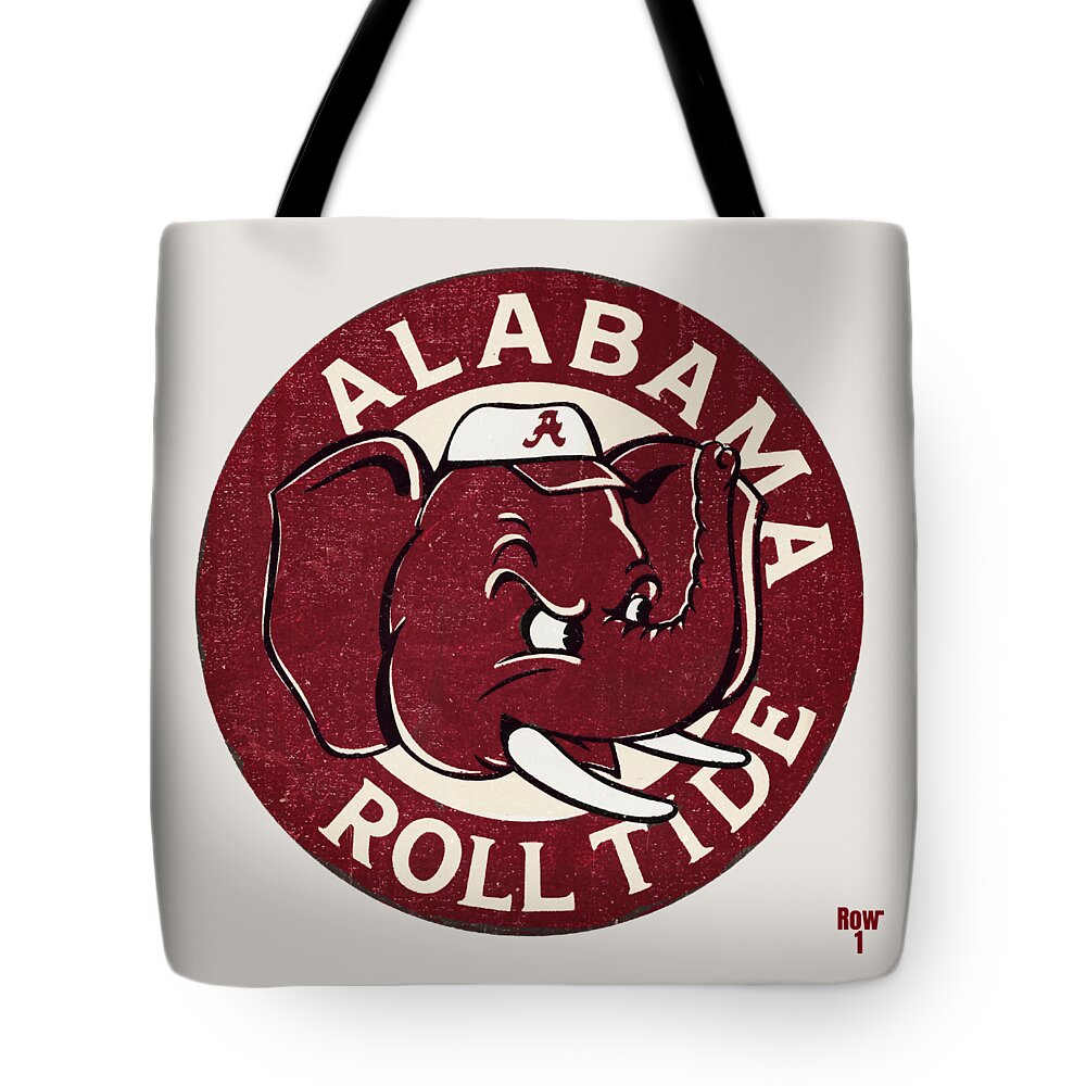 Alabama Tote Bag featuring the mixed media Vintage Sixties Alabama by Row One Brand