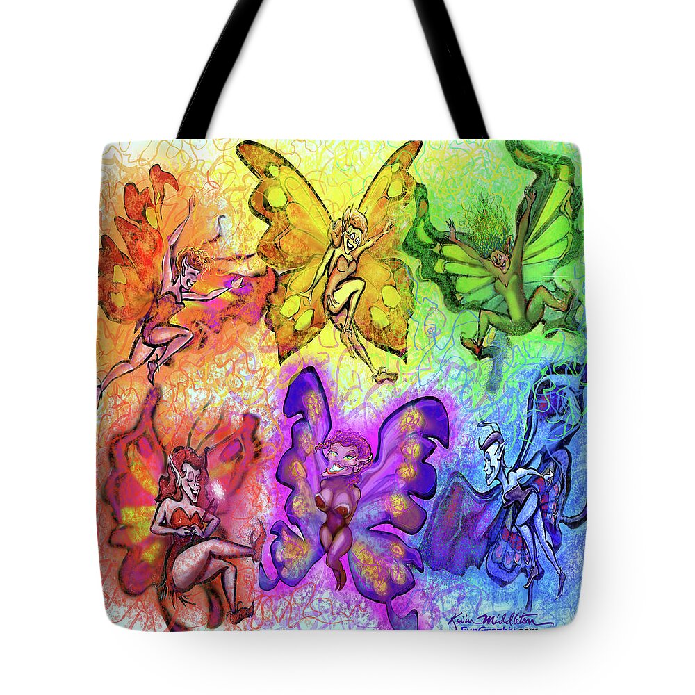 Pixie Tote Bag featuring the digital art Pixie Party by Kevin Middleton