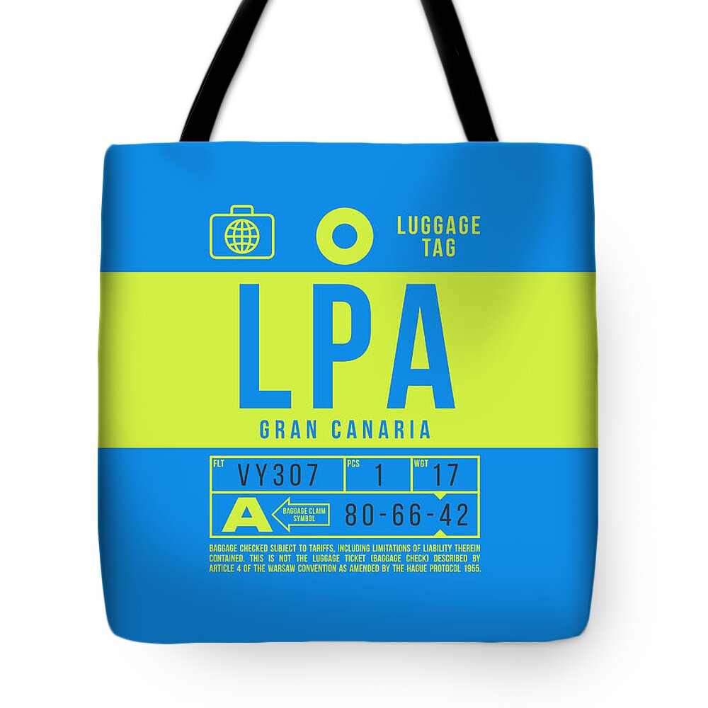 Airline Tote Bag featuring the digital art Luggage Tag B - LPA Gran Canaria Canary Islands Spain by Organic Synthesis