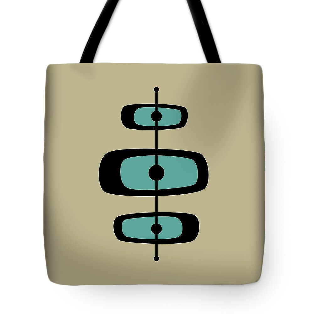 Mid Century Modern Tote Bag featuring the digital art Two Toned Mid Century Oblongs in Teal by Donna Mibus