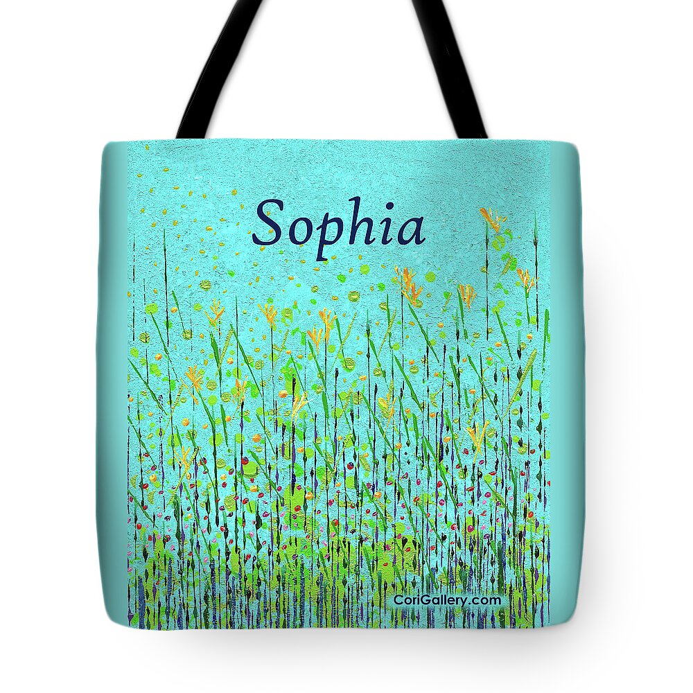 Sophia Tote Bag featuring the painting Wildflowers with Name Sophia by Corinne Carroll